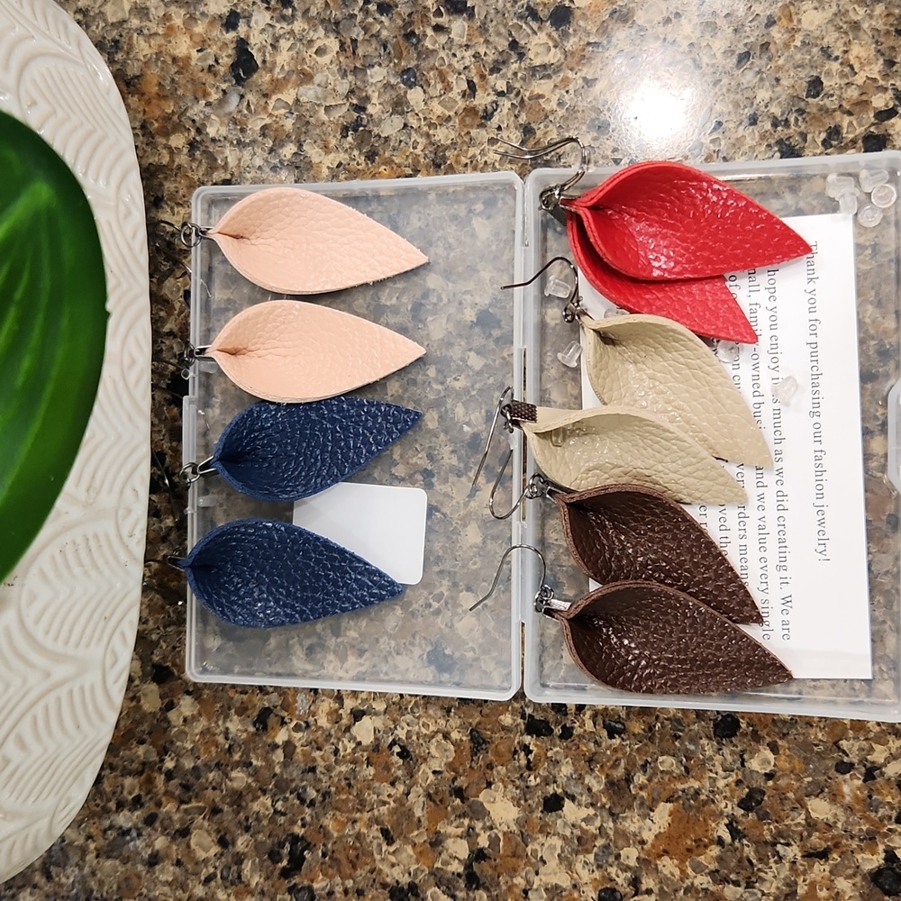 Leather-feel 2" Earrings 5 Pairs